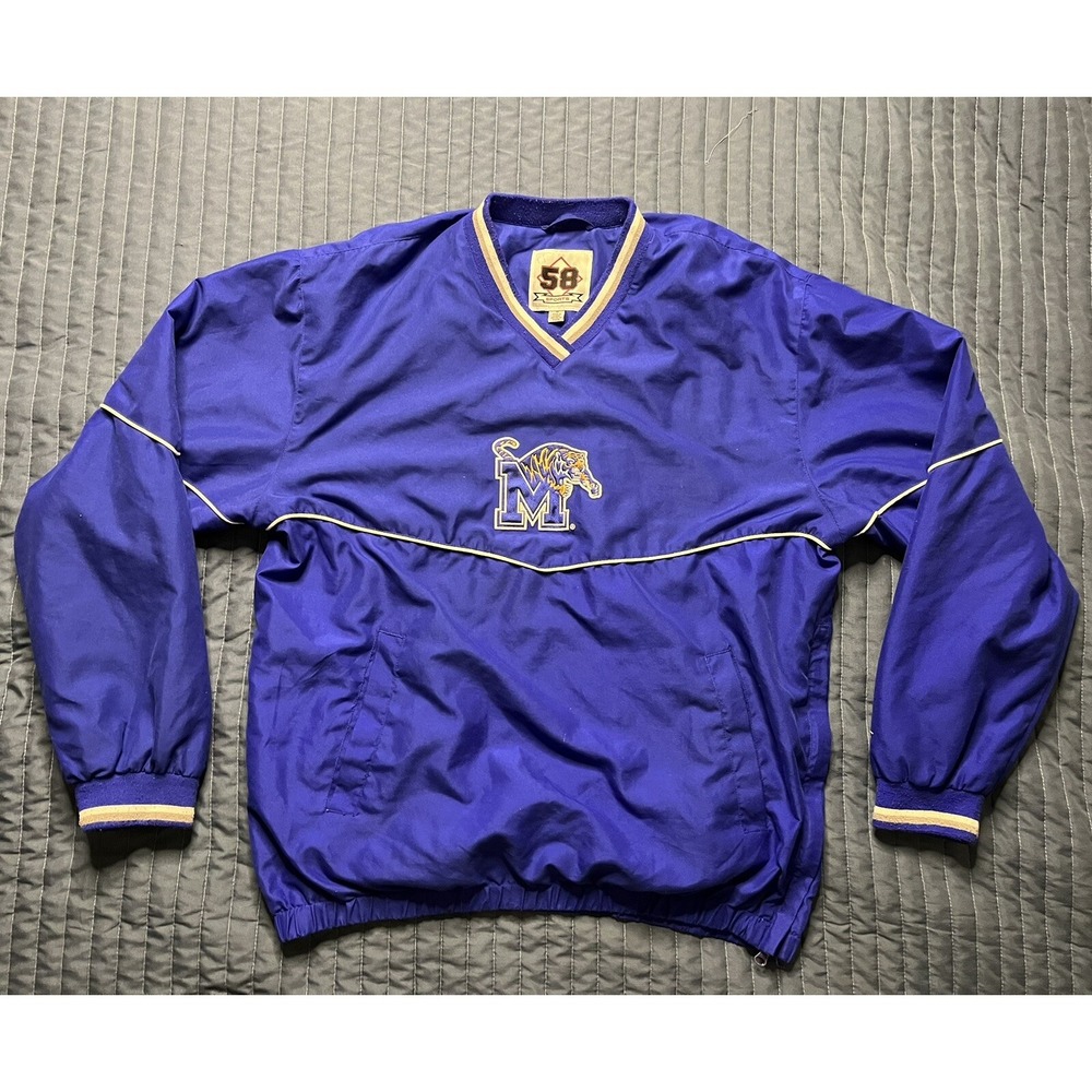58 Sports University Memphis Tigers Pullover Jacket Men's Size Medium Blue